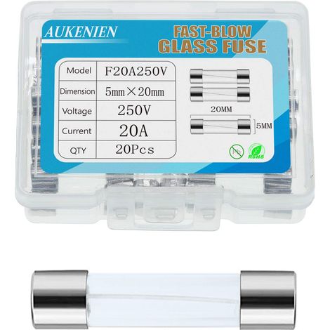 20A 20 Ampère 250V Fusible Verre 5x20MM Fusibles en Verre à Fusion Rapide pour Électroménager (1/5)