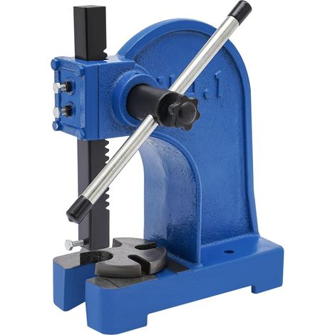 Presse manuelle en fonte 1T/2204,62 lbs Force de travail maximale pour établi Course de 5,5 pouces avec bouton prune et poignée, presse d'atelier pour poinçonner, plier et gaufrer