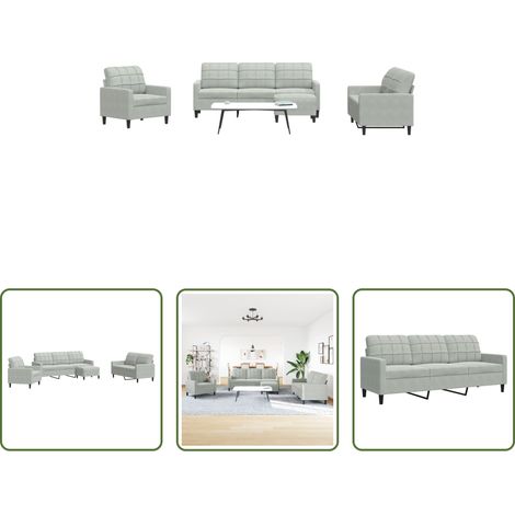 vidaXL Ensemble de canapés 4 pcs avec coussins Gris clair Velours (1/5)