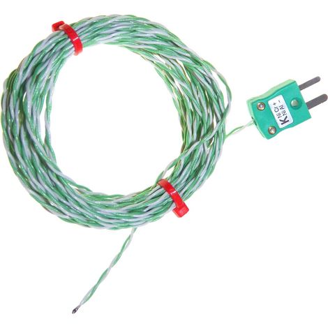 Thermocouple type K, L 10m, +250°C max à Fiche mâle miniature ( Prix pour 1 )
