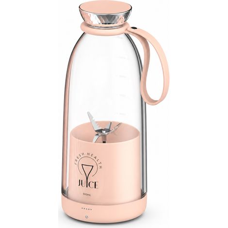 Blender Électrique Portable Rose, Gobelet à Jus 500 ml avec 6 Lames pour Fruits et Glace (1/5)
