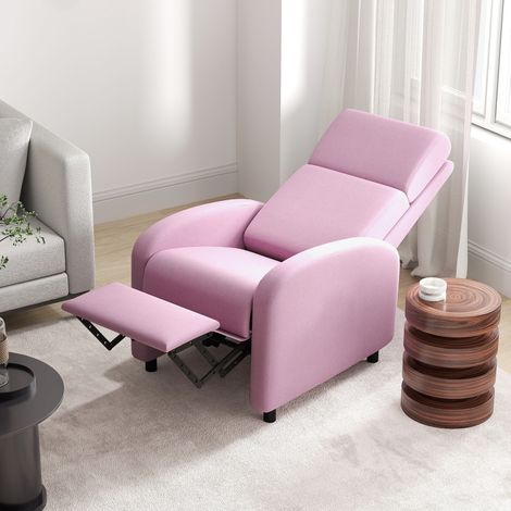 Sillón Relax Reclinable hasta 160° Sofá Reclinable Moderno con Reposapiés Soporta hasta 120 kg 64x86x102 cm Rosa (1/5)