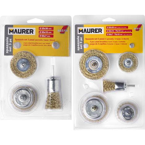 SPAZZOLE ACCIAIO MAURER SET 3 PZ - CF. IN BLISTER