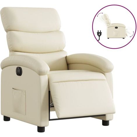 Fauteuil inclinable électrique en similicuir beige (1/5)