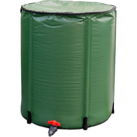 GOPLUS 200 L Reservoir à Eau de Pluie Pliable en PVC, avec Filtre en Filet et Robinet, Trou de Drainage, pour Arrosage/Nettoyage des Voitures (60Φ x 72H cm) (1/5)