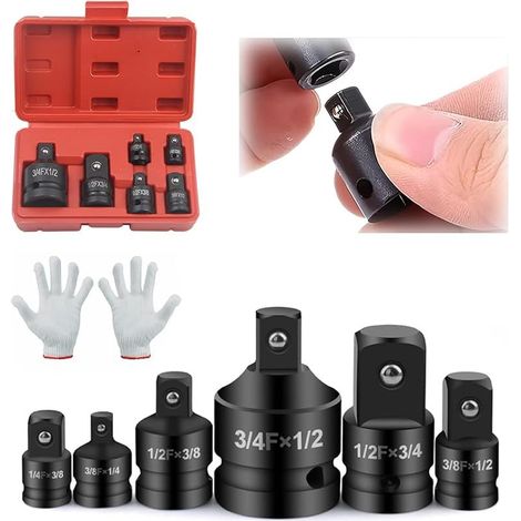 Lot de 6 adaptateurs de douille Outil : adaptateur de force Jeu d'adaptateurs de visseuse à percussion pour tiges de biche Clé à cliquet (1/5)