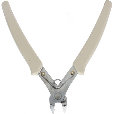 Pince électronique coupante droite 90° en acier inoxydable avec ressort SP-22 pour découpe fils et résine synthétique 0,3mm blanc ivoire argent (1/5)