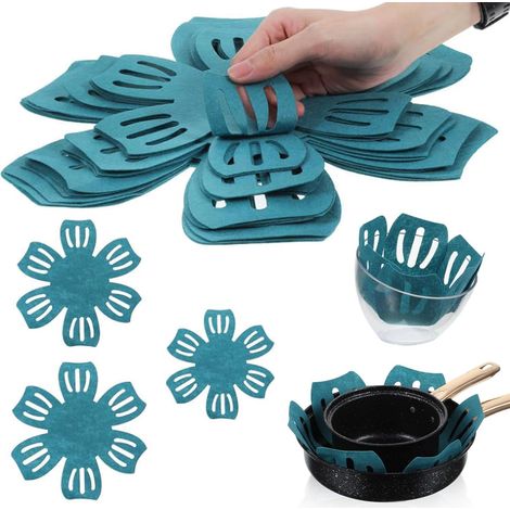 Lot de 9 protège-poêles en feutre - 3 tailles différentes - Protection empilable - Taille réglable - Protection contre les rayures - Bleu (1/5)