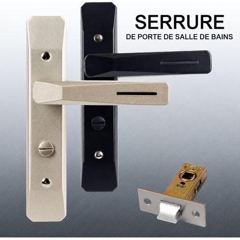 Serrure à poignée européenne en aluminium, pêne simple, silencieuse et antirouille pour porte de salle de bains ou vitrée, 10 g – Livraison gratuite (1/5)