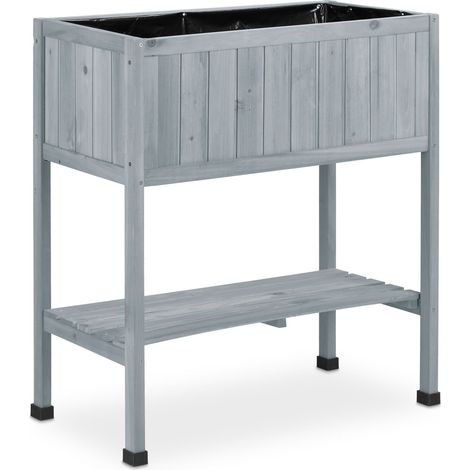 Orto elevato decorativo per balcone e terrazzo 80,5 x 74 x 38 cm capacità 58 litri in legno grigio 130011523