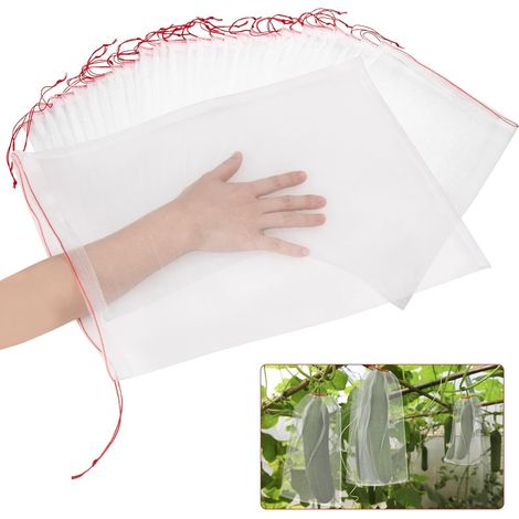 20er Set Nylon-Insekten-Schutzsäckchen ca. 35×25cm mit Zugband, luftdurchlässige Vogelschutz- und Fruchtfliegenschutzsäcke für Obst, Gemüse und Reben (1/5)