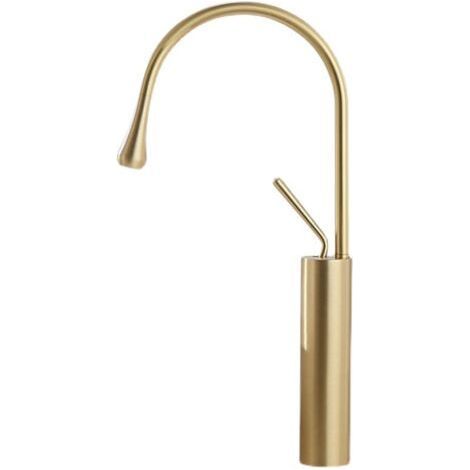 Robinet de salle de bain avec mitigeur haut en laiton brossé doré (1/5)