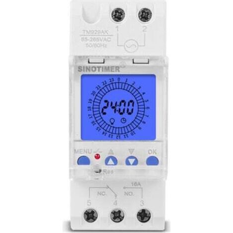 24-hour digital LCD display, electronic clock, 85-265V, DIN rail mount, programmable smart analog timer switch with 15-minute interval (16A)