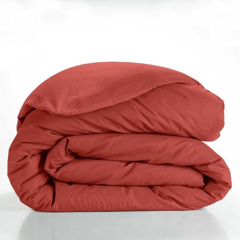 Housse de couette 2 personnes 240 x 220 cm – Coton uni 57 fils – LINA – Terracotta