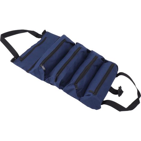 Sac à outils à roulettes avec 5 poches zippées, portable, en tissu Oxford, idéal pour les électriciens, les charpentiers et les plombiers, bleu (1/5)