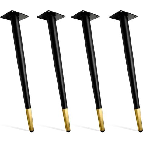 Pieds de Table fuselés de Style Industriel - Lot de 4 Pieds de Meubles réglables pour Tables Basses, bancs, chaises et commodes - Noir/Or, Hauteur 30 cm (1/5)