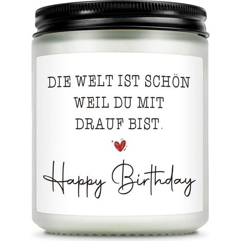 Duftkerze im Glas mit Spruch "Happy Birthday" - Lavendel Duft, Sojawachs