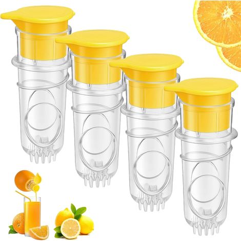 4 Pièces Presse Citron, avec Becs Verseur Presse Agrume Manuel Presse Citron Presse Agrumes Portatif Compatible Lave Vaisselle Citron Orange ou Autres Fruits Jaune