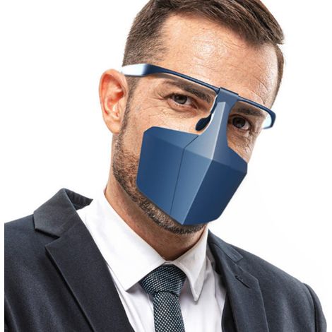 Cache-Col en plastique anti-poussière, protège-visage nasal, masque buccal de sécurité quotidienne, teinte bleue (1/5)