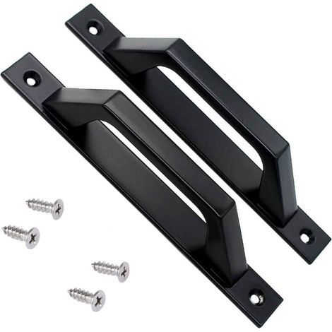 20 cm Scheunentorgriff, Schrankgriff aus Aluminiumlegierung, 2er-Pack, geeignet für Tore, Garagen, Schränke (Schwarz D) (1/5)
