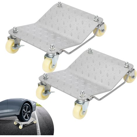 SWANEW Carrelli per la movimentazione delle auto Set di 2, ausilio per la manovra delle auto, capacità di carico fino a 500 kg (ogni pezzo), per auto, camion, trattori (1/5)