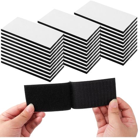 30 Pièces Scratch Autocollant Double Face 5 cm x 10 cm, Nylon, Noir, Adhésif, Pour Fixation, Organisation, Rangement et Bricolage (1/5)