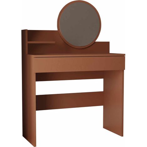 Schminktisch mit Spiegel aus Holz "Harmony Mini Round" - 90 x 40 x 133 cm - Terracotta