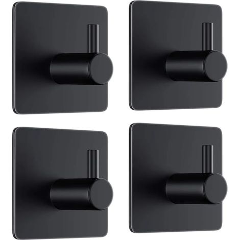 Handtuchhaken/Haken Schwarz - Edelstahl Klebehaken Wandhaken Selbstklebend für Küche und Badezimmer