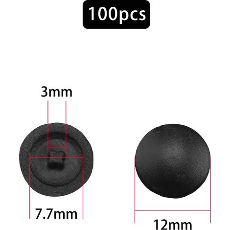 100 Stück Phillips-Schraubenkappen, 12 mm rostfreie Schraubenabdeckungen, schwarze Kunststoff-Phillips-Schraubenkappen, Kreuzschlitzschraubenkappen (1/4)
