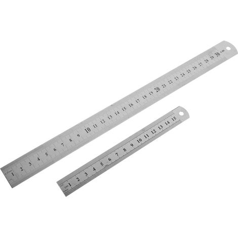 Règle droite à double échelle en acier inoxydable (2 pièces) (1/5)