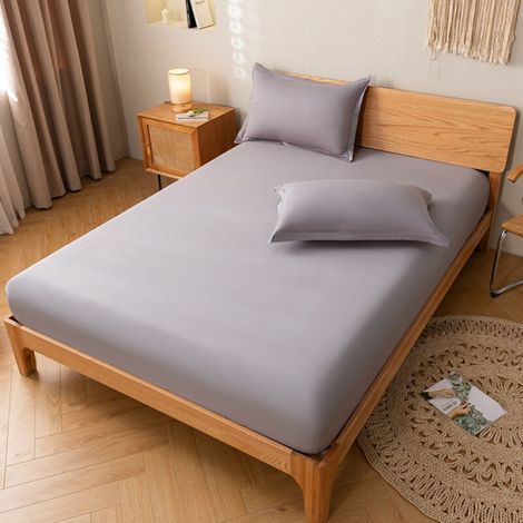 Lenzuolo con angoli in cotone 150x190 cm grigio, di grigio grigio (1/4)