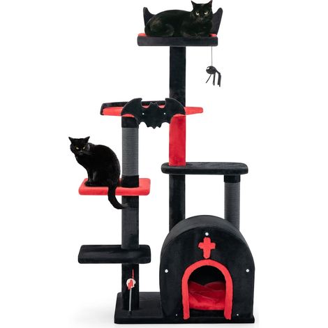 Árbol para gatos gótico, 134 cm, plataformas y postes rascadores
