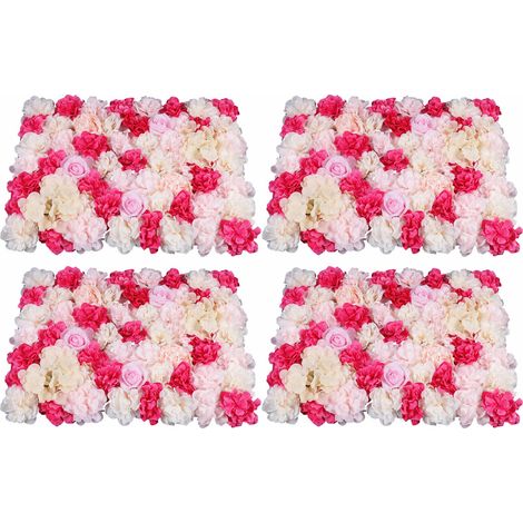 4 Teile 60X40cm Künstliche Blumenwand Blumendekoration Wandpaneele Hochzeit Rosenwand Kunstblumenwand Hintergrunddekor (1/5)