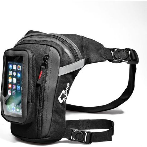 Sacoche de jambe moto réfléchissante, étui transparent multi-poches pour smartphone, porte-carte étanche, bandoulière ajustable