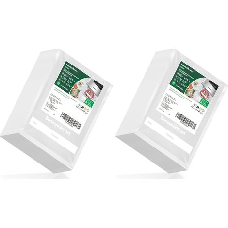 Bonsenkitchen Sacs Sous Vide Alimentaire 100 Sachets 15x25 cm pour Machine Sous Vide - Sacs à Faire le Vide d'air Gaufrés pour la Conservation des Aliments et la Cuisson & Boilable, VB3204 (Lot de 2)