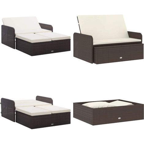 Salon de jardin 2 pcs avec coussins Résine tressée Marron - Salon De Jardin - Mobilier De Jardin - Set De Salon - Canapé Rotin - Canapé Pliable - Home & Living (1/5)