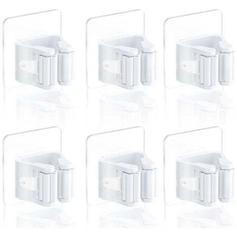 Support pour balai et serpillière 6 pièces sans perçage -Blanc nuageux (1/5)