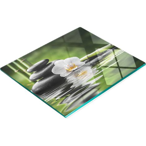 Dekoratives Küchenschneidebrett aus Glas, Orchidee und Zen, 60 x 52 cm (1/5)