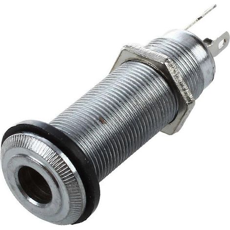 Une prise jack cylindrique encastrée chromée de 1/4 pouce et un ensemble de commutateurs précâblés pour faisceau de câblage de guitare (argent). (1/5)