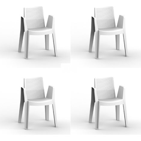 Set 4 sillas con brazos interior, exterior blanco PLAY garbar (1/5)