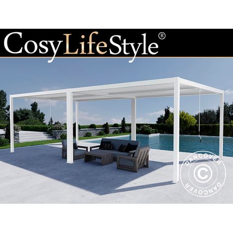 Bioclimatic pergola gazebo San Pablo Alu+, 3x4 m, White, 2 pcs. - Dancover