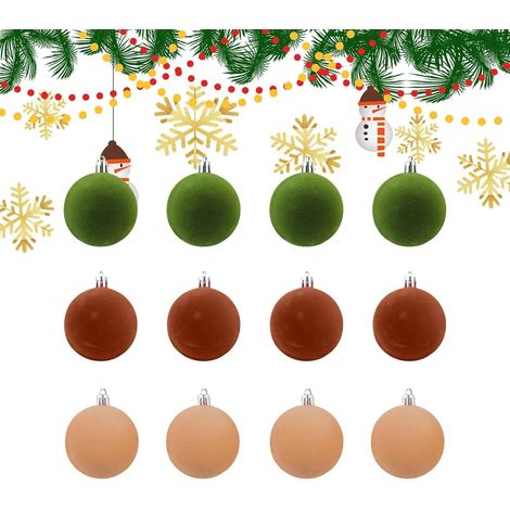 Boules de décoration de sapin de Noël en velours – Pendentifs de vacances floqués  Décoration de Noël à suspendre pour festival, bureau, couronne, escalier, rebord de fenêtre, cheminée, mur, jardin (1/5)