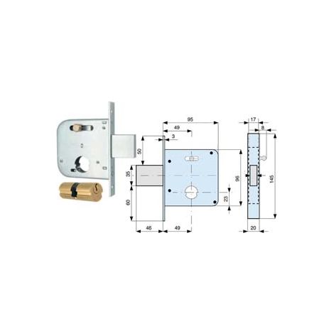 SERRATURA INFIL. CANCELLI CATENACCIO E SCR. C/NOTTOLINO CIL. TONDO 139- - mm.50  (139 50 0) - 2 pezzi MG