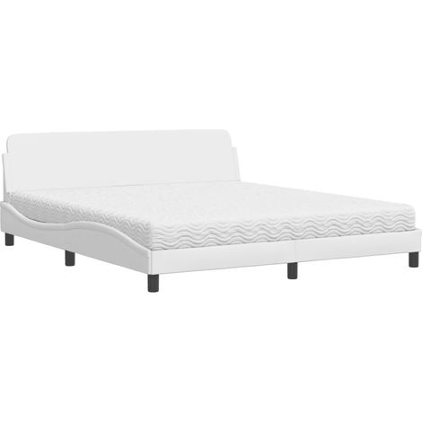 vidaXL Letto con Materasso Dover Bianco 180x200 cm in Similpelle (1/5)