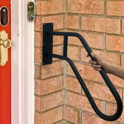 Main courante en acier inoxydable pour escalier – Rampes pour 1 à 3 marches – Conception en U – Fixation murale incluse – Pour garage et porche (1/5)
