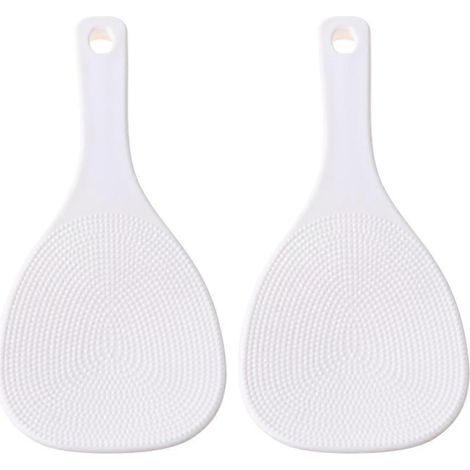 2 Pièces Pelle à Riz Antiadhésive en Plastique Blanc, Cuillère de Service pour Préparation de Sushi (1/4)
