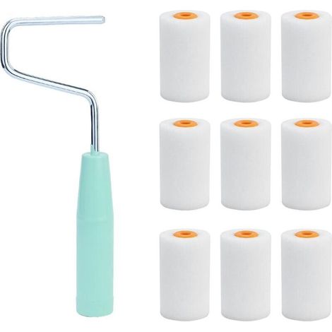 Set mit 9 Mini-Schaumstoffrollen (56 mm) + 1 Wand-Farbhalter – Komplettes Profi-Set