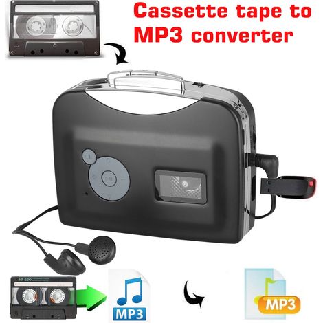 Convertisseur portable de cassettes vers MP3, lecteur audio USB pour cassettes audio, convertisseur de cassettes en MP3 - Lecteur-enregistreur de cassettes Walkman avec écouteurs 3,5 mm (1/5)