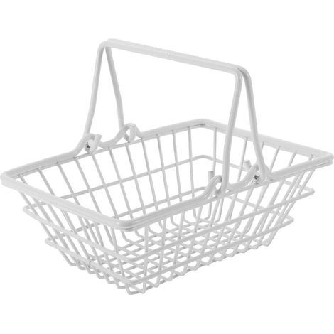 Kleiner Einkaufskorb fürs Büro, Metall-Einkaufskorb, origineller Hand-Einkaufskorb – 14,50 x 10,50 x 6,00 cm – Silber (1/4)
