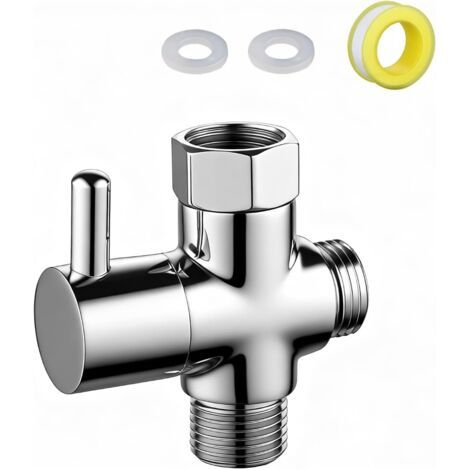 Robinet WC 3 Voies, 1/2 Pouce Vanne Dérivation Bras Douche, Séparateur Pommeau Douche Laiton, G1/2 Remplacement Vanne Dérivation Douche